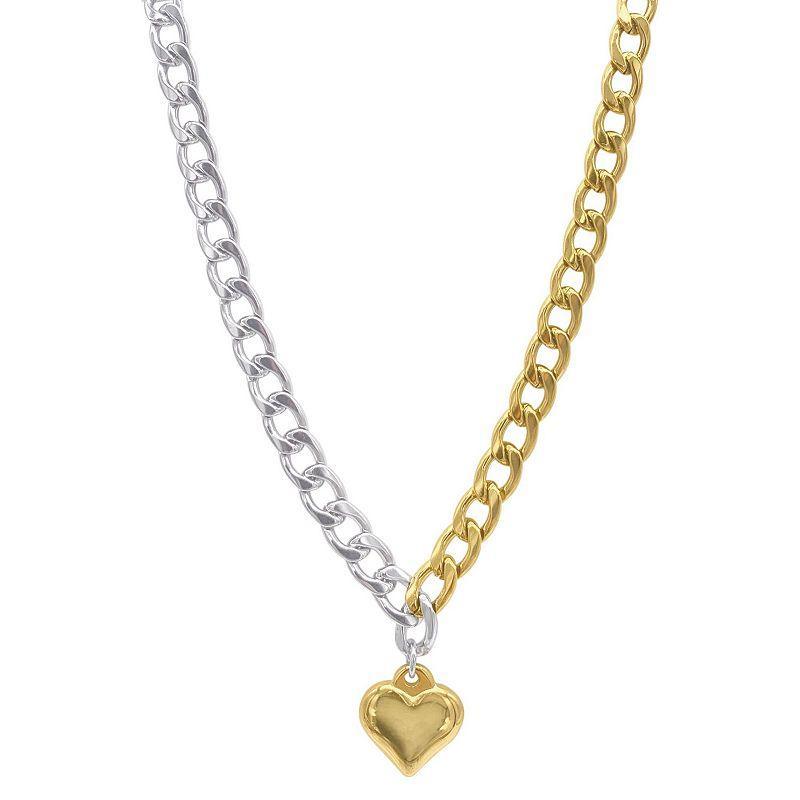 Adornia 14k Gold Plated and Silver Tone Heart Necklace, Womens, Multicolor Product Image