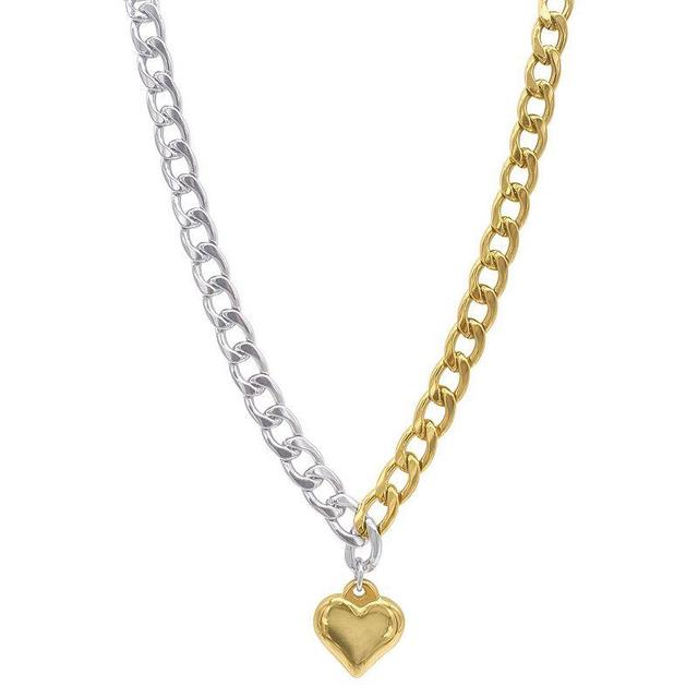 Adornia Two-Tone Half & Half Heart Pendant Toggle 18 Necklace Product Image