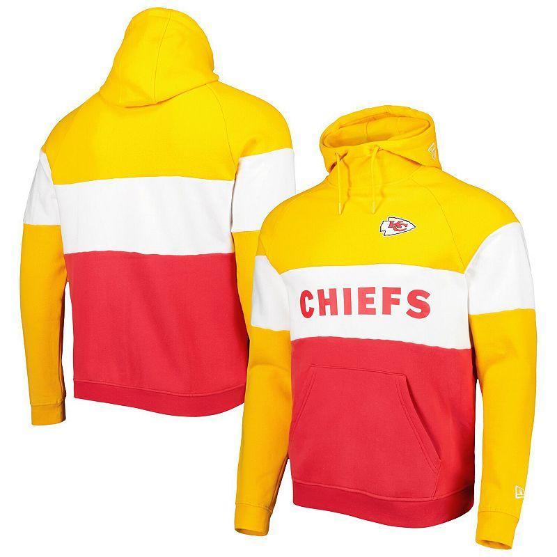 Mens New Era /Gold Kansas City Chiefs Colorblock Current Pullover Hoodie Product Image