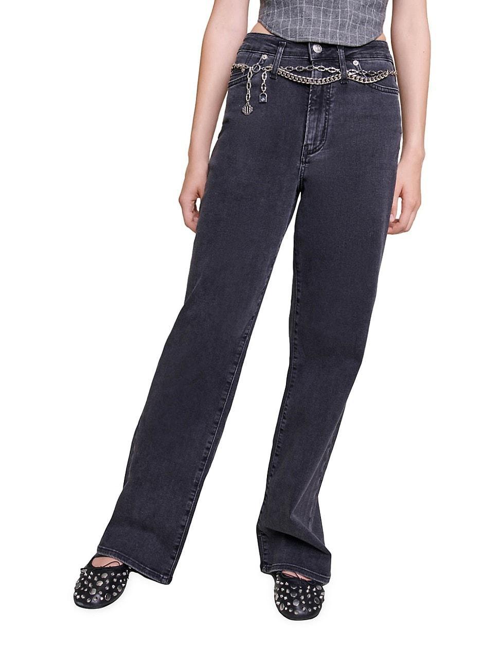 Womens Baggy Jeans with Belt Product Image