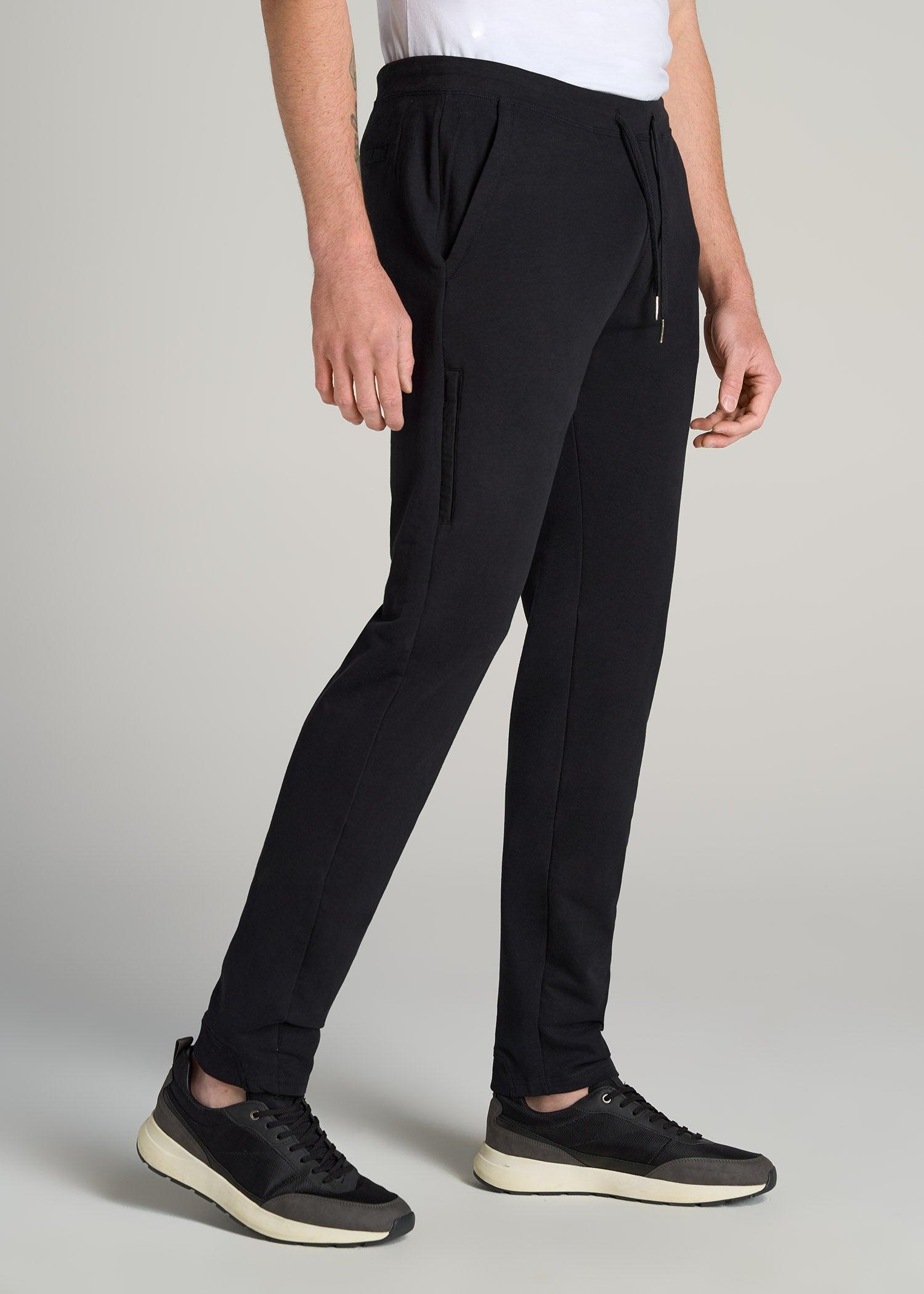 Microsanded French Terry Sweatpants for Tall Men in Black Male Product Image