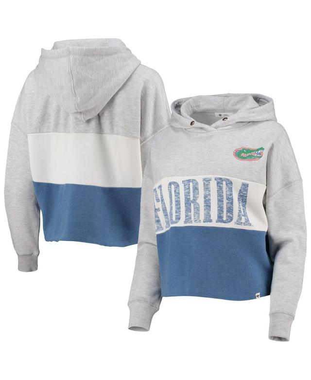 Womens 47 Heathered Gray/Heathered Royal Florida Gators Lizzy Colorblocked Cropped Pullover Hoodie Product Image