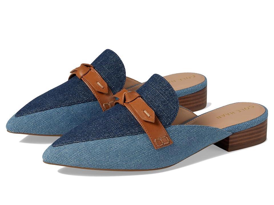 Cole Haan Piper Bow Mule (Light Denim/Dark Denim/Pecan Leather) Women's Flat Shoes Product Image