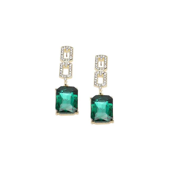 Sohi Womens Green Embellished Drop Earrings Product Image