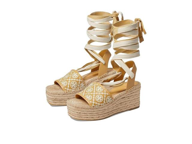 Tory Burch T Monogram Espadrille Wedge 85 mm (Sand Buff) Women's Wedge Shoes Product Image