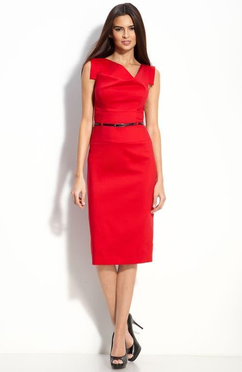 Black Halo Jackie Belted Stretch Gabardine Sheath Dress Product Image