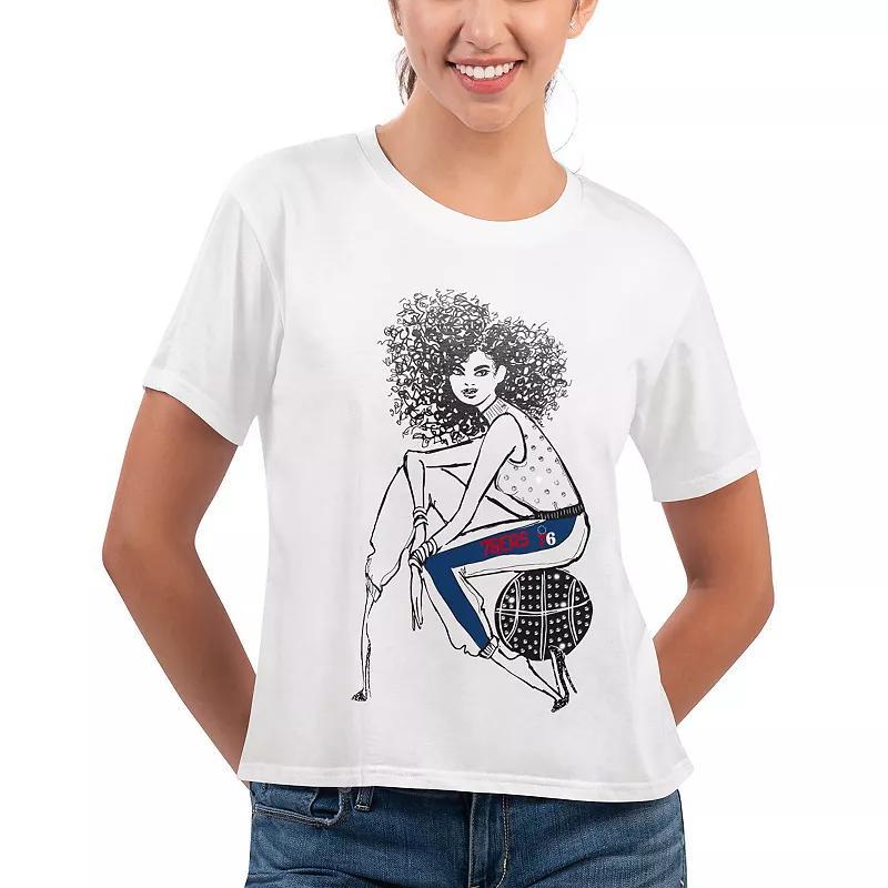 Womens G-III 4Her by Carl Banks White Philadelphia 76ers Play the Ball Cropped T-Shirt Product Image