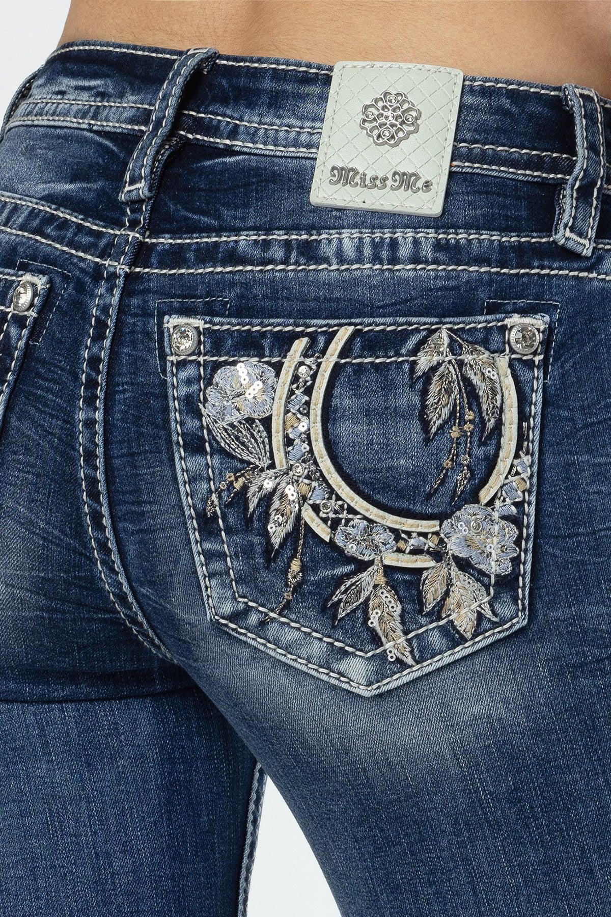 Floral Feathers Bootcut Jeans Product Image