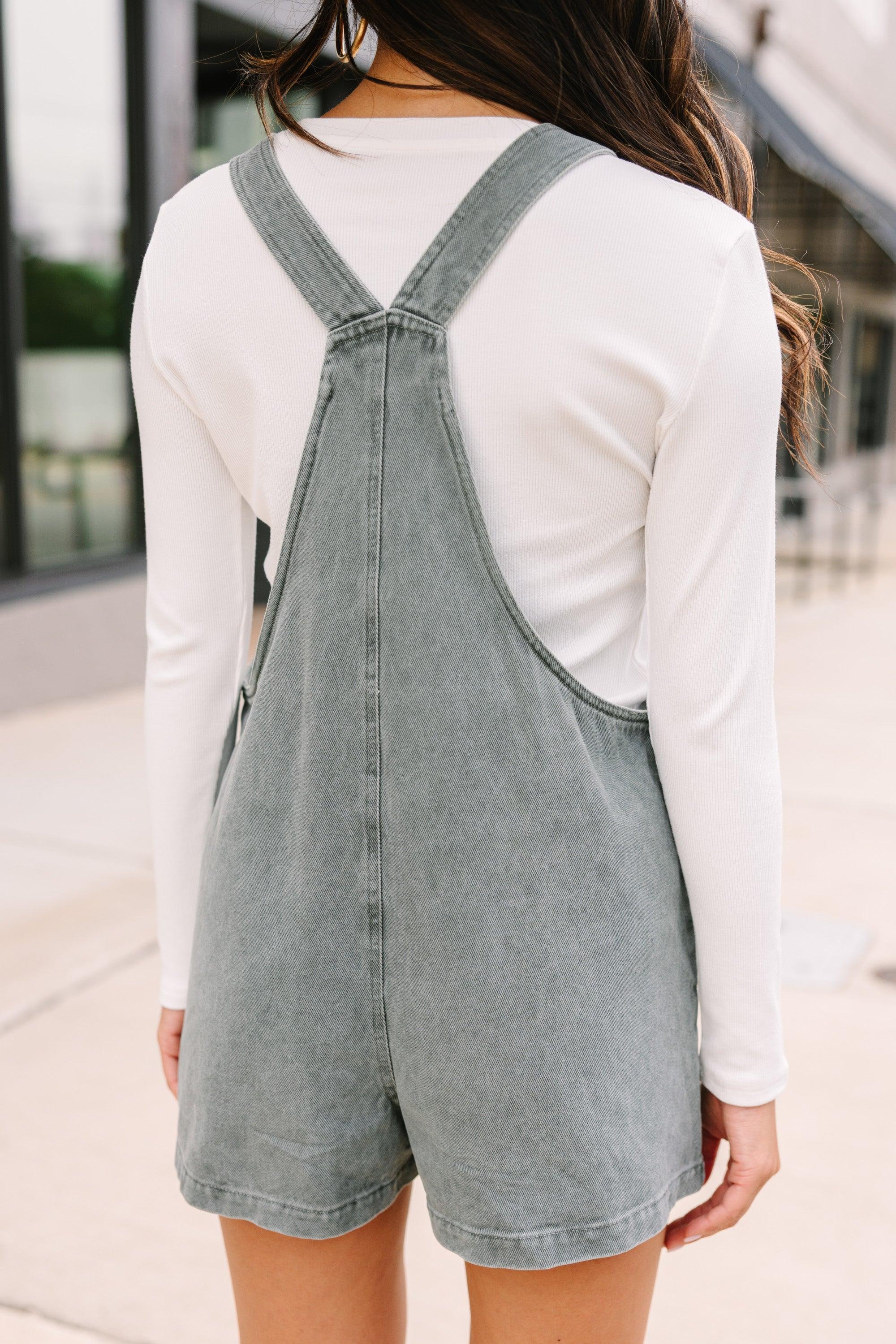 All You Can See Gray Denim Overalls Female Product Image