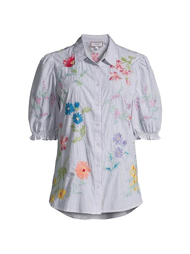 Womens Evangeline Embroidered Puff-Sleeve Blouse Product Image