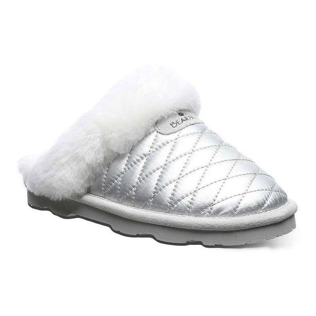 Bearpaw Effie Womens Faux-Fur Scuff Slippers Grey Product Image