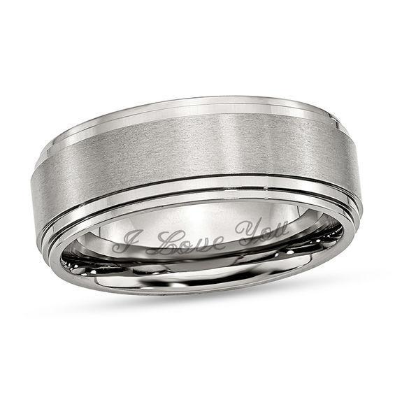 Men's 8.0mm Engravable Wedding Band in Stainless Steel (1 Line) Product Image