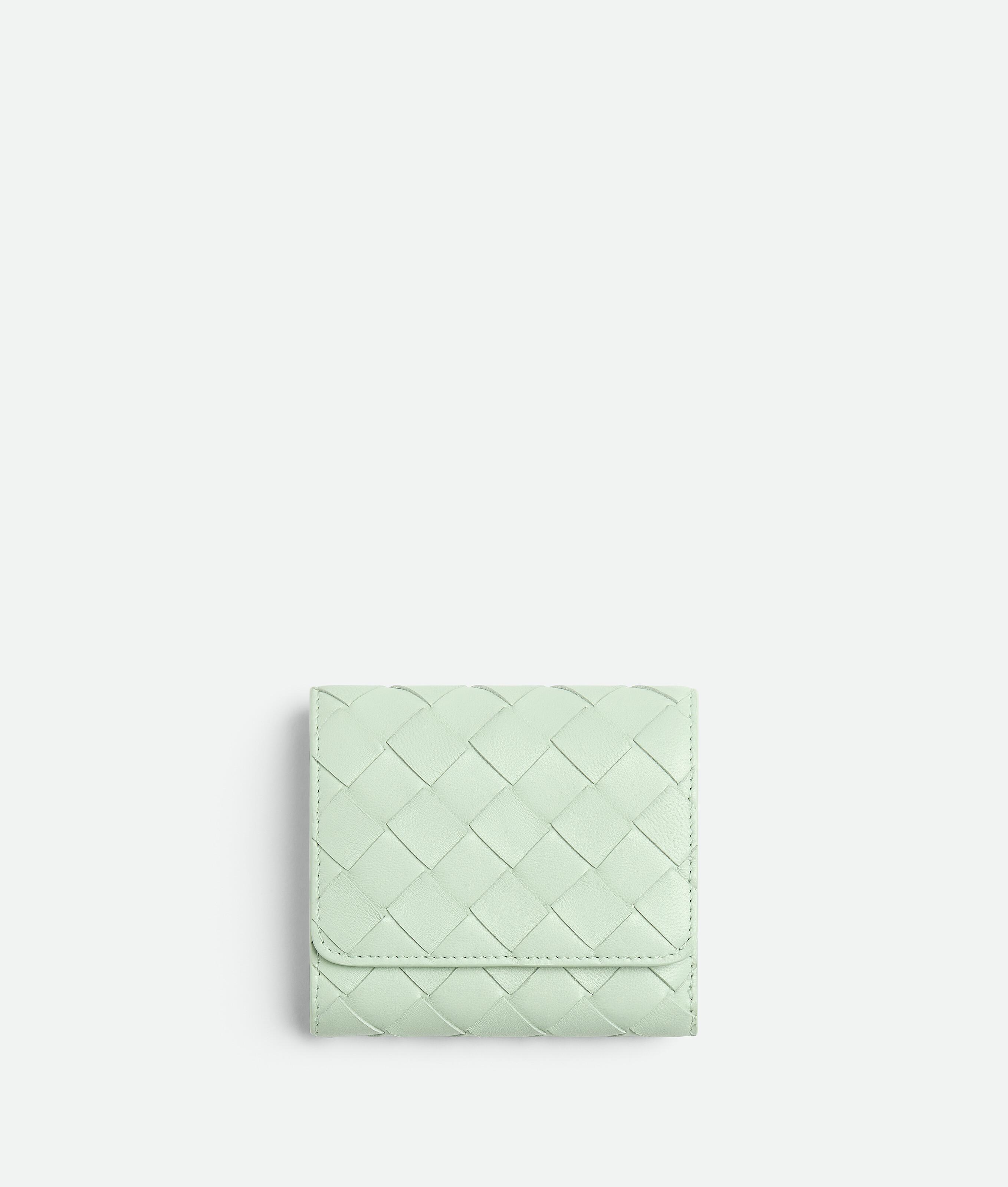 Women's Intrecciato  Tri-Fold Wallet With Origami Coin Purse in Fresh mint Product Image