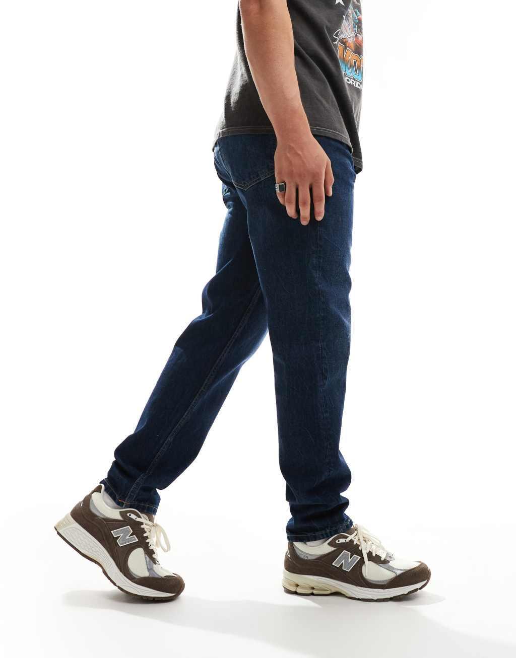 Weekday Barrel relaxed fit tapered jeans in compact blue wash Product Image