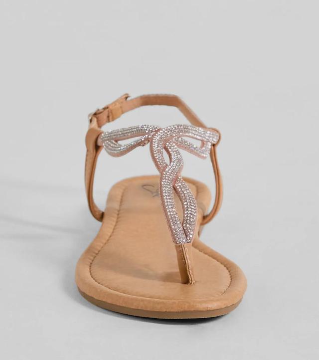 Casual Glam Rhinestone Twisted Thong Strap Sandals Product Image