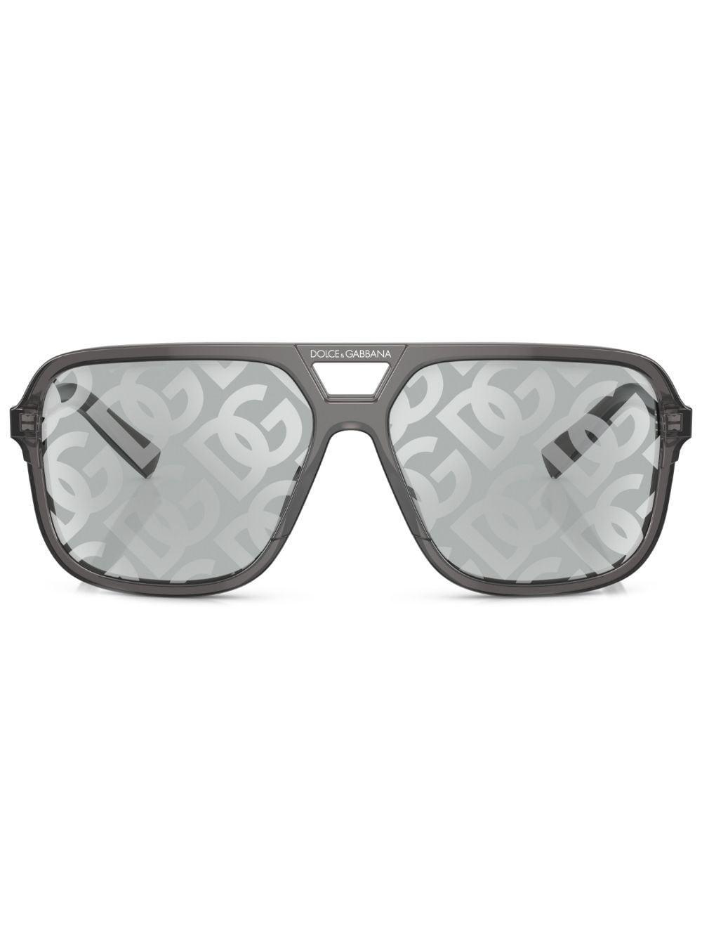 Rectangle-frame Sunglasses In Grau Product Image