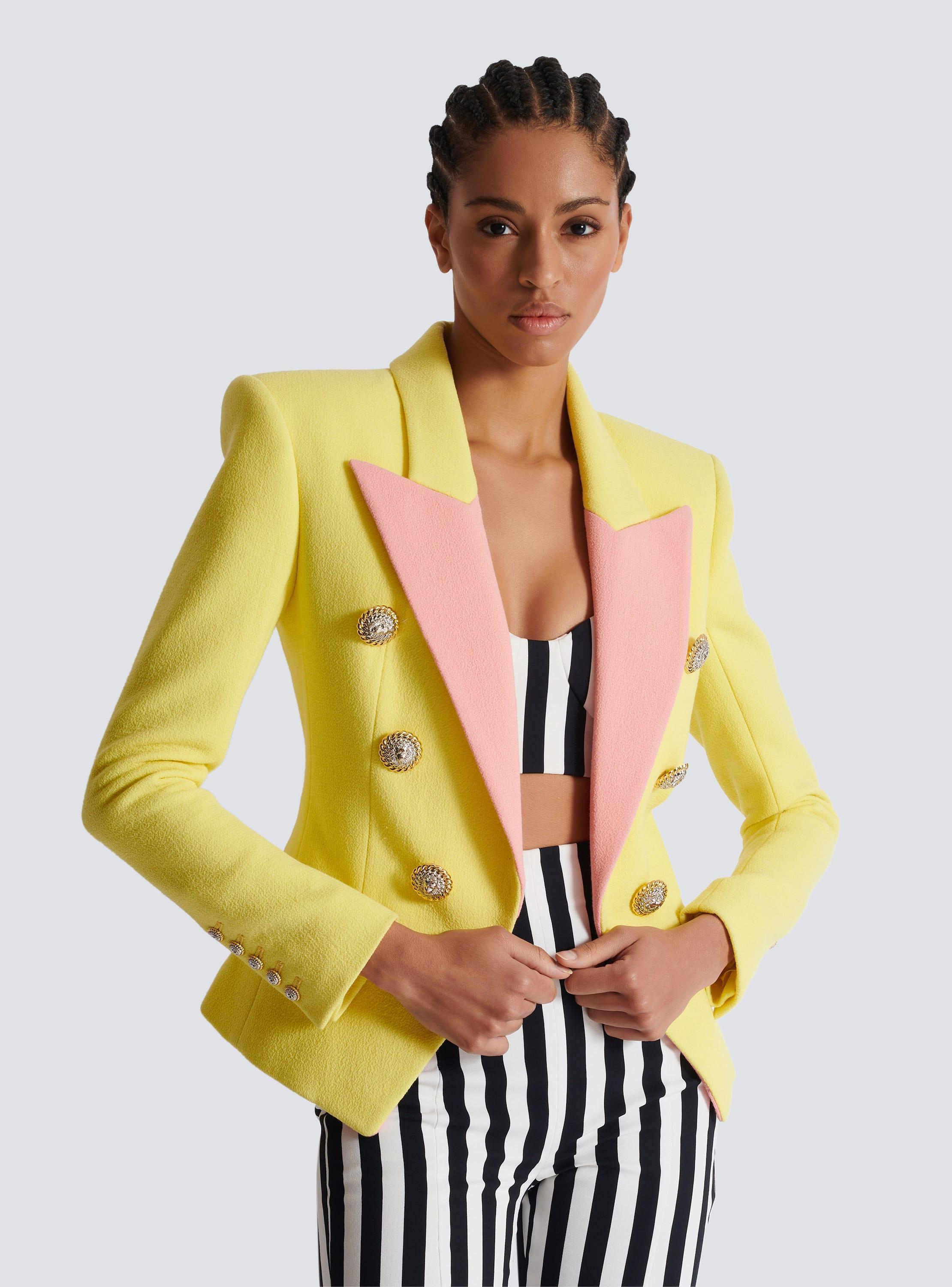 6-button double crepe two-tone jacket Product Image