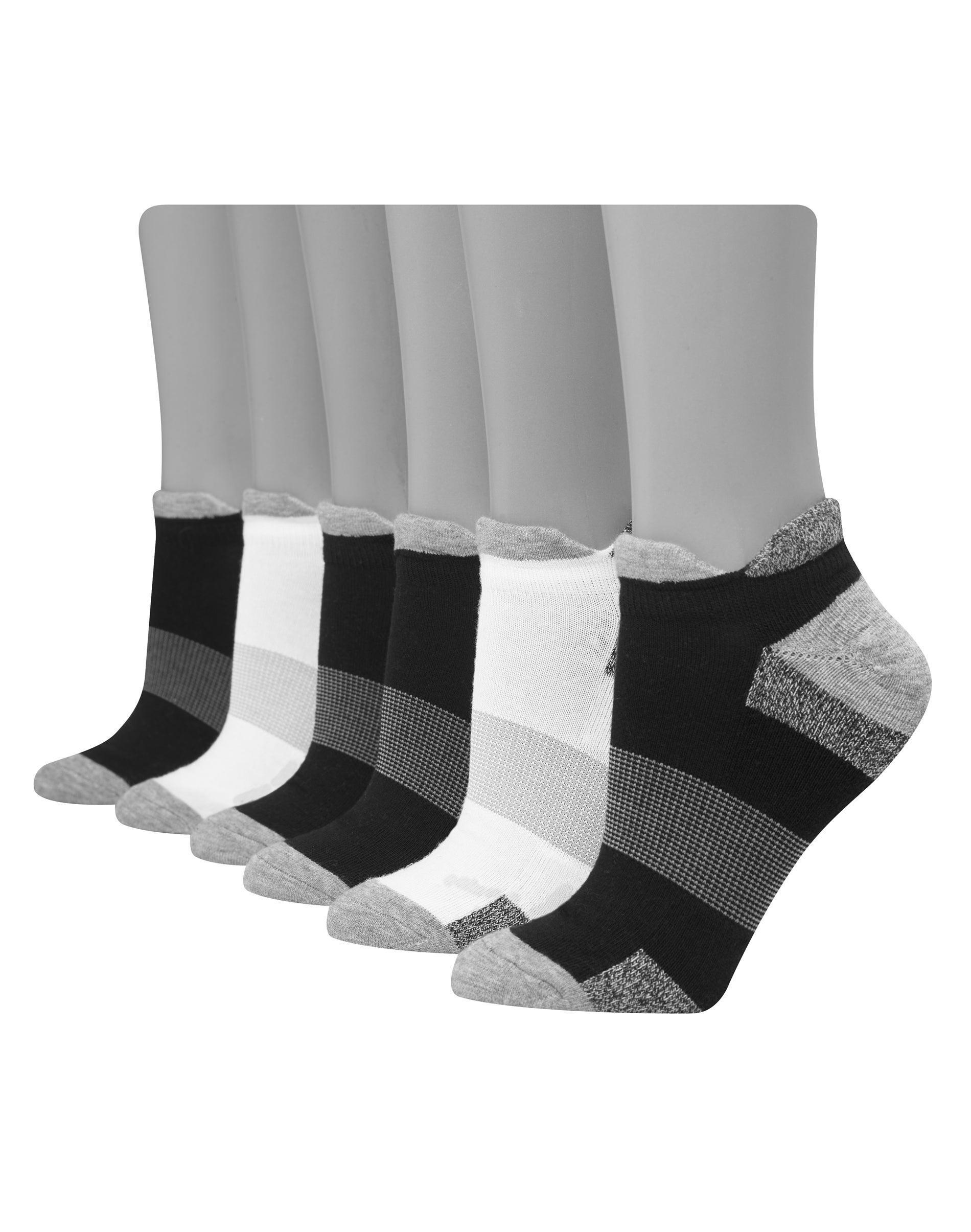 Hanes Womens Performance Heel Shield Socks, Cushioned, 6-Pairs Black/Assorted Color 5-9 Product Image