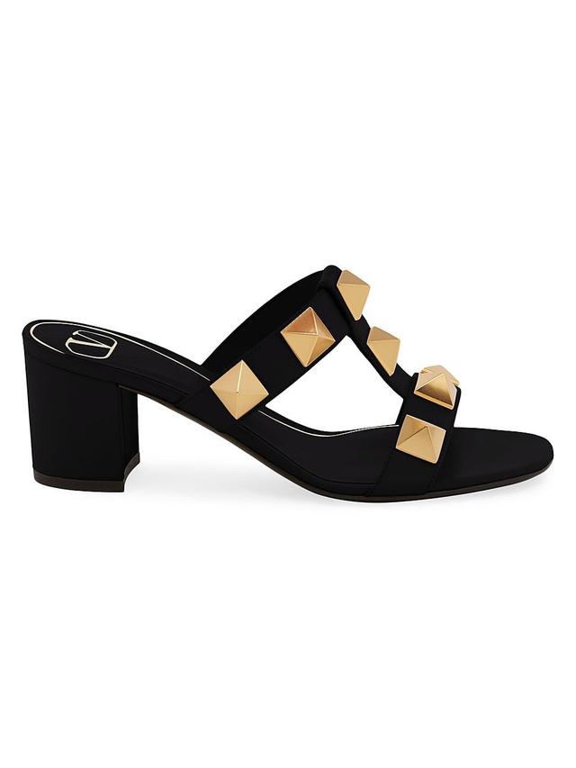 Womens Rockstud Calfskin Leather Slide Sandals 60 MM Product Image