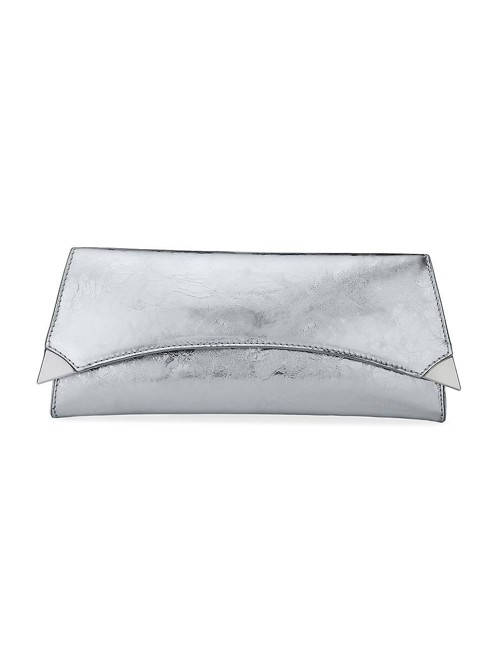 Womens Veronica Clutch in Chrome Antiqued Leather with Silver Hardware Product Image