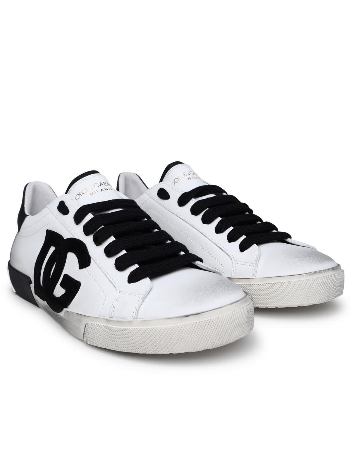 White Leather Sneakers Product Image