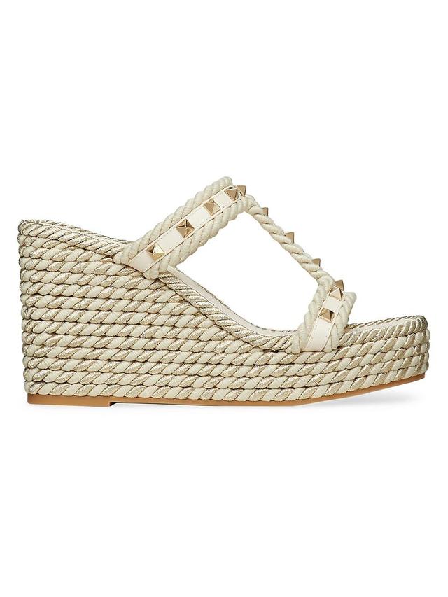 Valentino Garavani Womens Rockstud Espadrille Platform Wedge Sandals Product Image