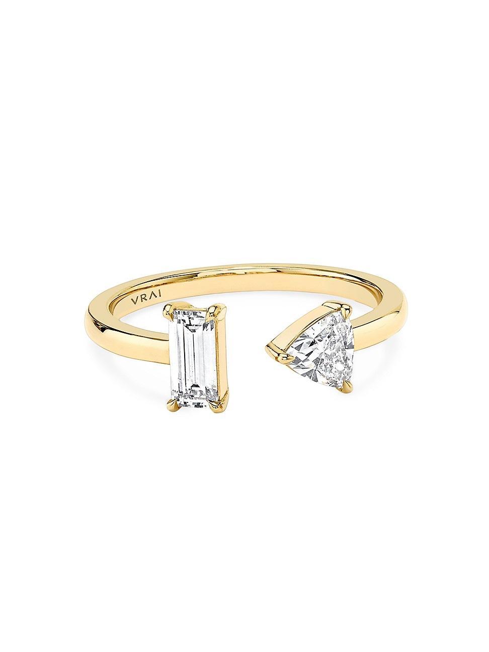 14K Yellow Gold & Lab-Grown Diamond Cuff Ring Product Image