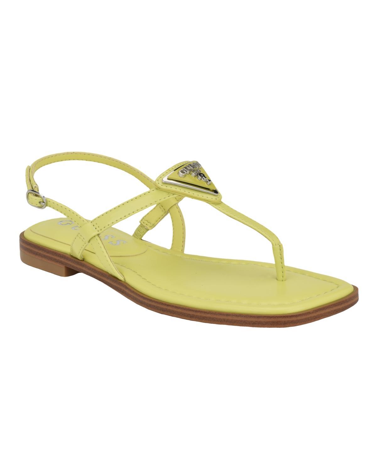 Guess Rainey Logo Embellish Patent Flat Thong Sandals Product Image