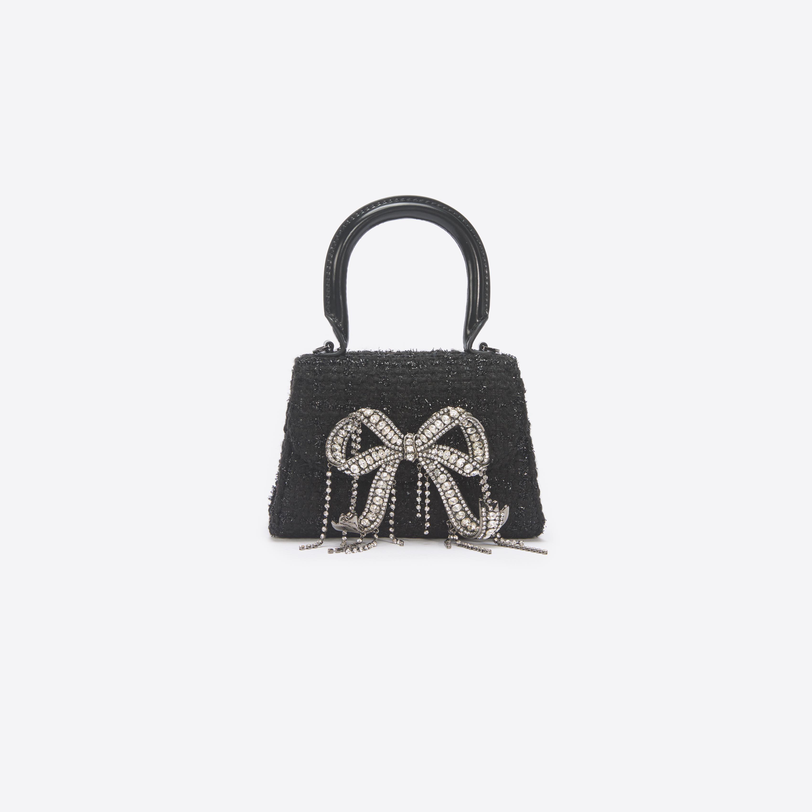 Black Boucle Micro Bow Bag Product Image