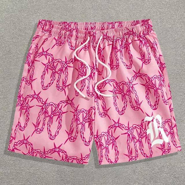 Vintage Street Thorn Print Drawstring Mesh Shorts Product Image