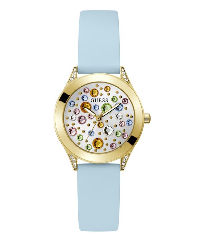 Guess Womens Multi Crystal Analog Blue Silicone Strap Watch Product Image