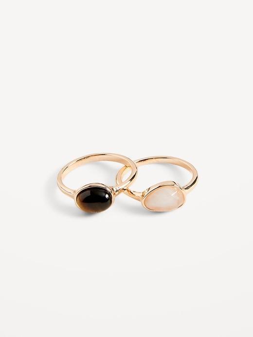 Gold-Toned Gemstone Rings 2-Pack for Women Product Image