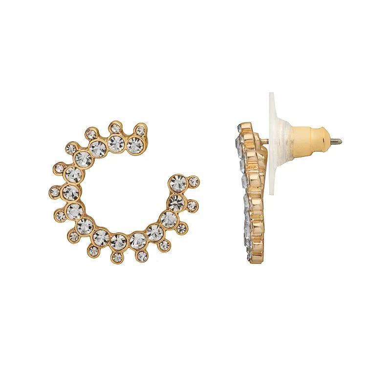 LC Lauren Conrad Gold Tone Pave Circle Stud Earrings, Womens, Clear Product Image