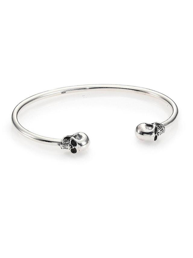 Mens Sterling Silver Skull Cuff Bracelet Product Image