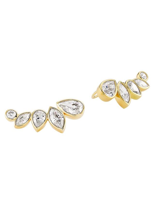 Womens Basel 18K-Gold-Plated & Cubic Zirconia Ear Climbers Product Image