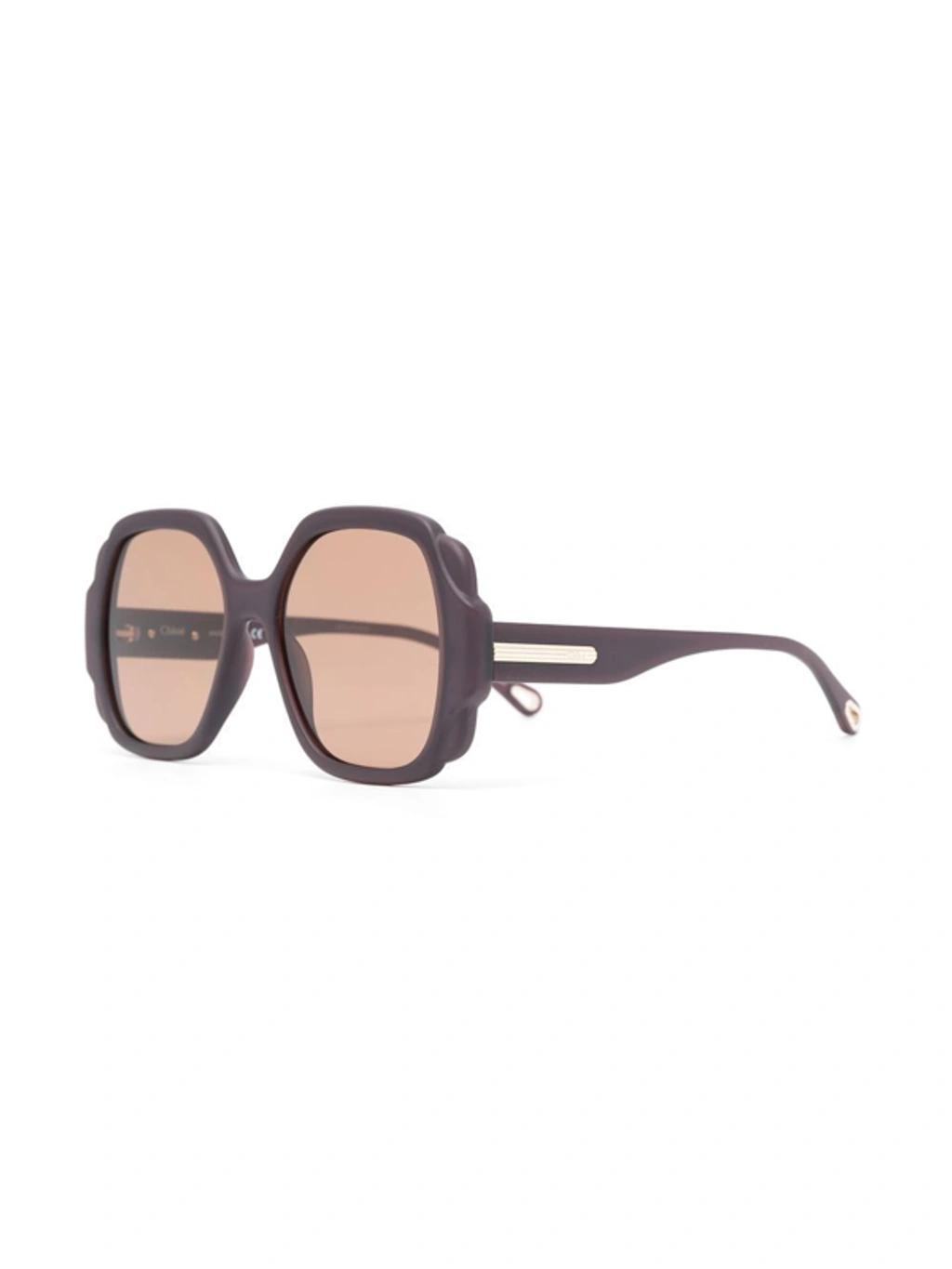 Square-frame Tinted Sunglasses In Braun Product Image