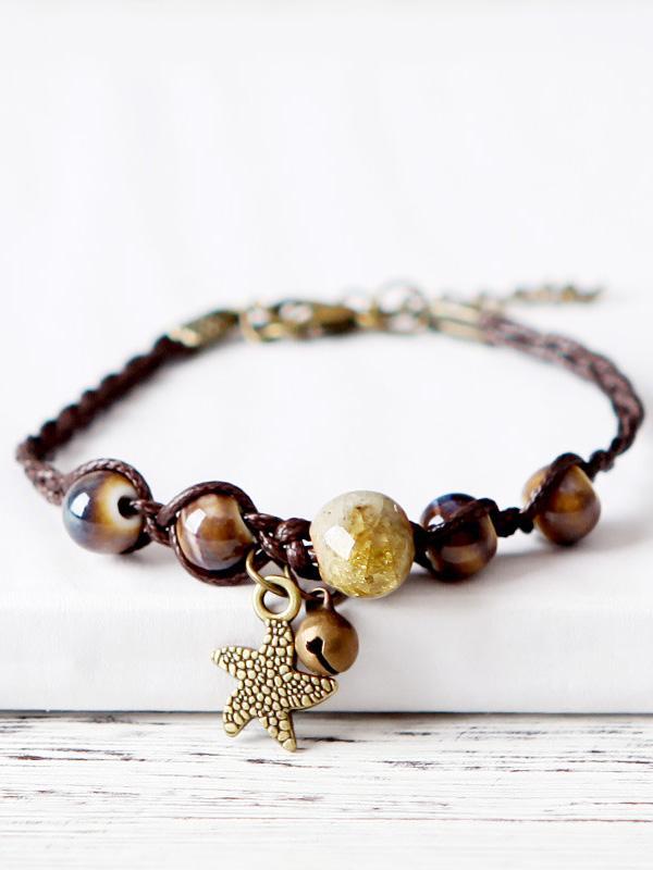 Original Handmade 4 Colors Ceramic Beads Alloy Starfish Bracelet Product Image