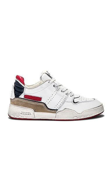 Isabel Marant Emree Classic Stadium Sneaker in Blue - White. Size 39 (also in 36, 37, 38, 40, 41). Product Image