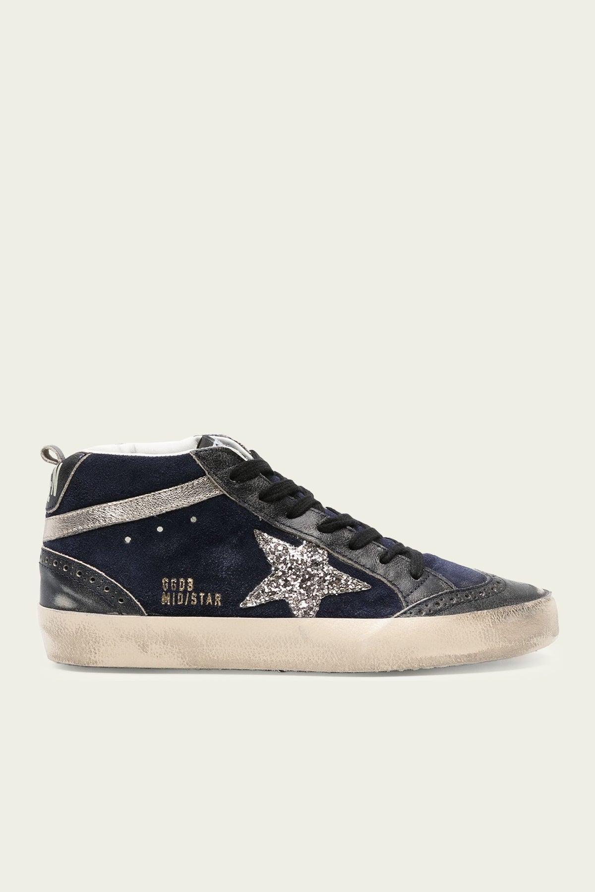 Mid-star Medieval Blue Glitter Star Leather Sneaker Product Image