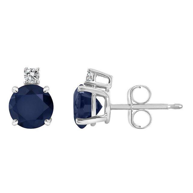 Sapphire (1-1/3 ct. t.w.) & Diamond Accent Stud Earrings in 14k White Gold (Also in Emerald & Ruby) Product Image