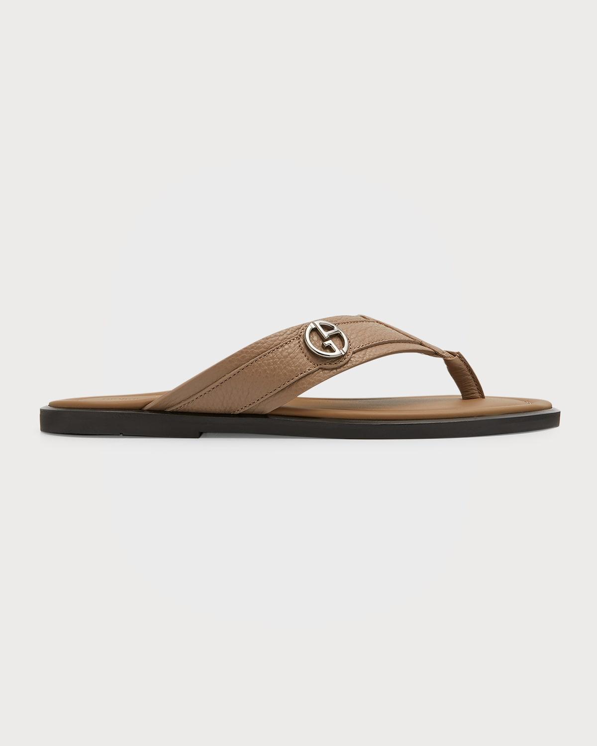 Mens Leather Logo Flip Flop Sandals Product Image