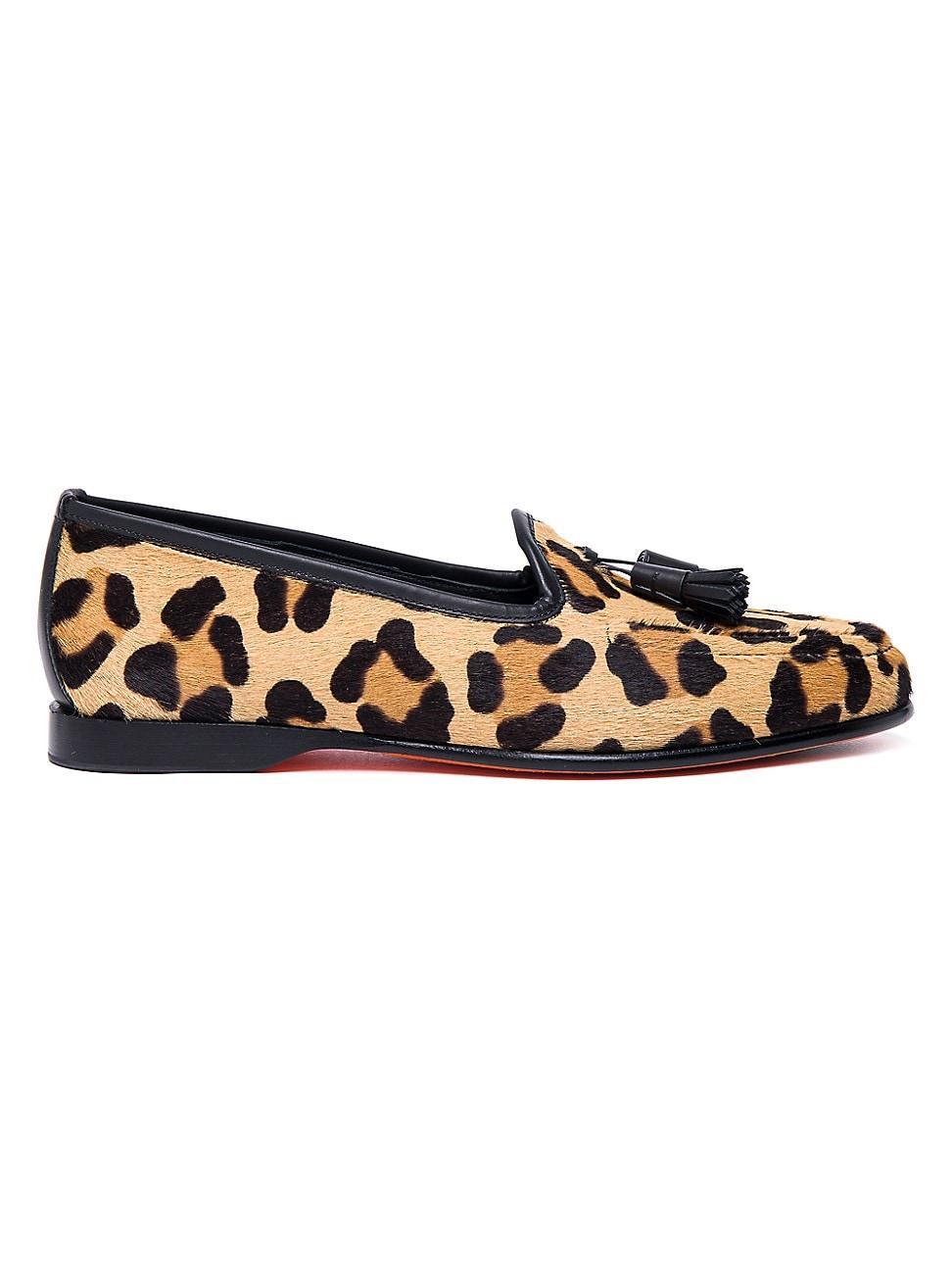 Womens Andrea Leopard Calf Hair Loafers Product Image