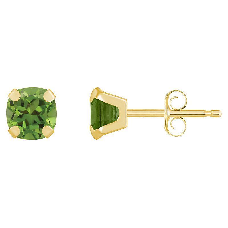 Celebration Gems 10k Gold Cushion Peridot Stud Earrings, Womens, White Product Image