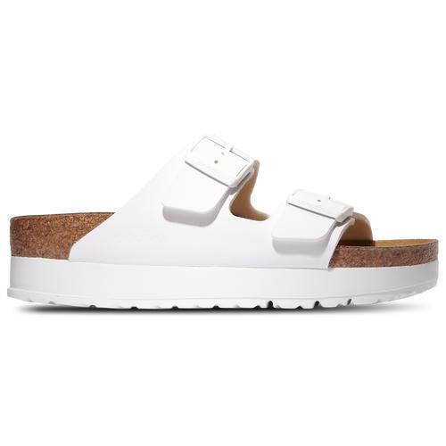 Birkenstock Womens Arizona Platform Flex - Shoes White/Brown Product Image