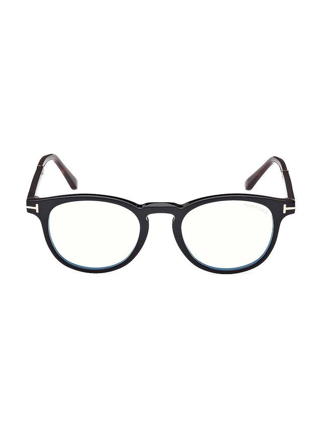 Mens 49MM Blue-Block Optical Round Glasses Product Image