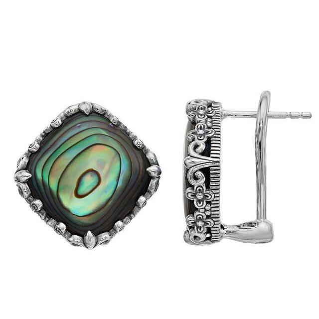 SIRI USA by TJM Sterling Silver Abalone Cushion Omega Earrings, Womens Product Image