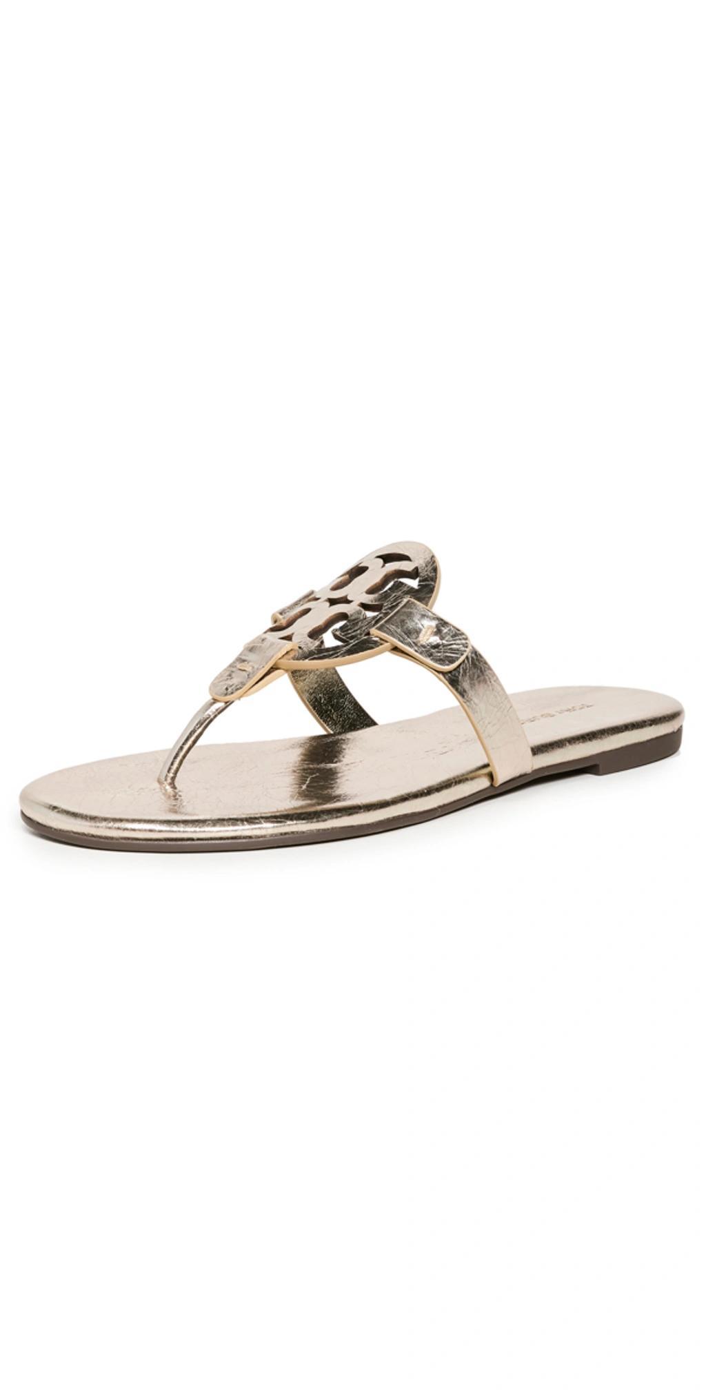 TORY BURCH Miller Soft Metallic Leather Sandals In Spark Gold Product Image