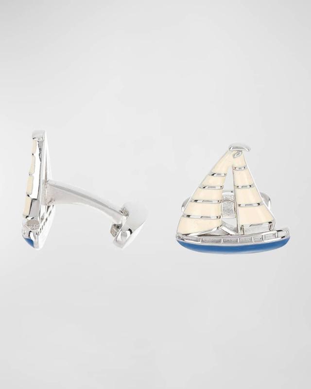 Men's Enamel Sailboat Cufflinks Product Image