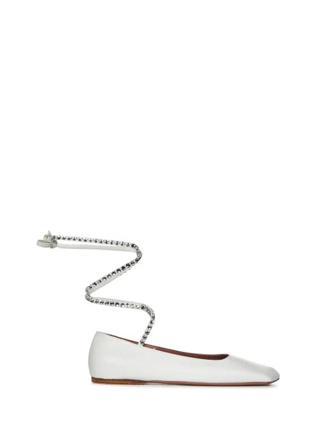 Ane Embellished Leather Ballet Flats In Nappa White product image