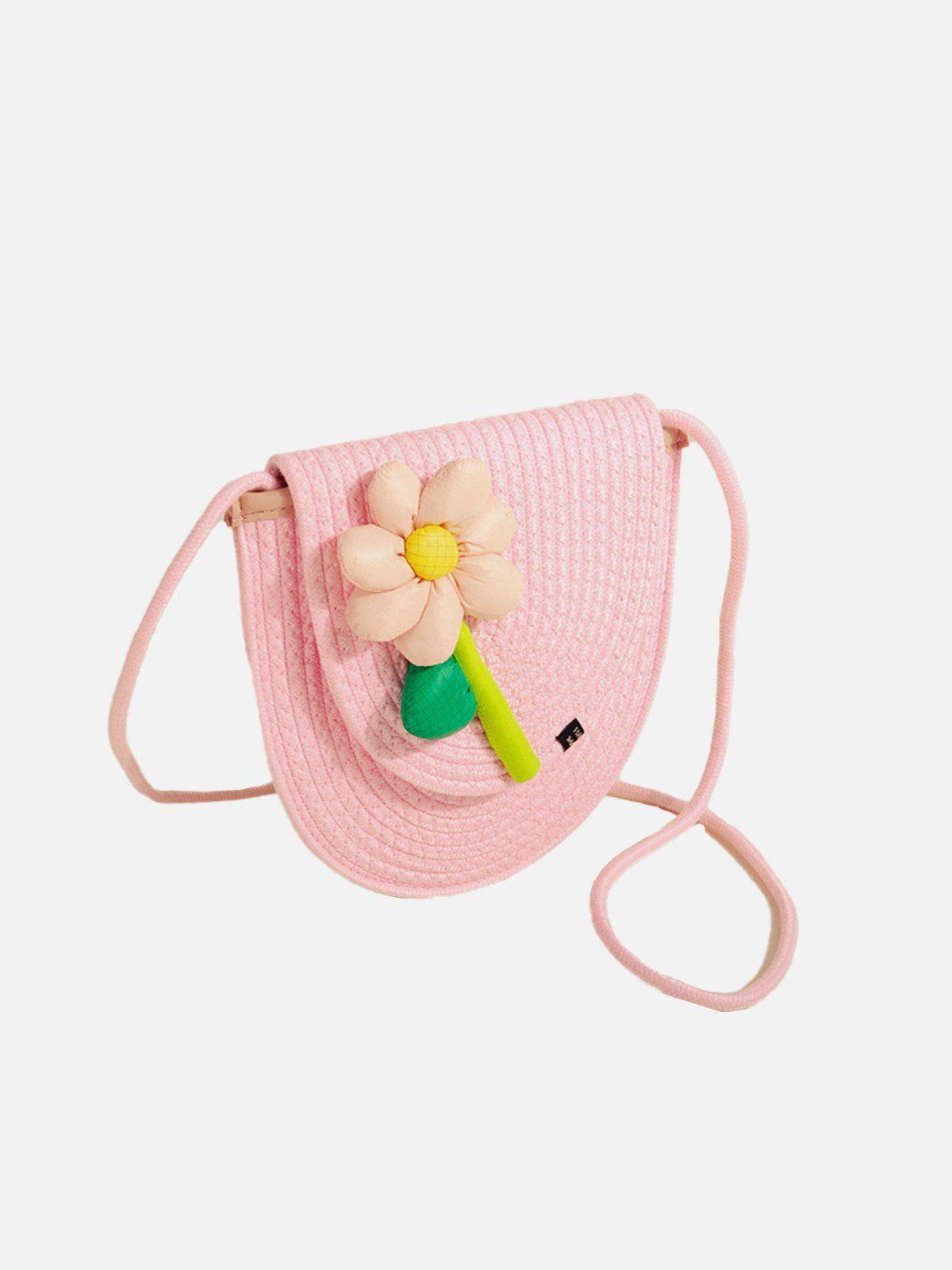 Flower Decoration Weave Crossbody Bag Product Image